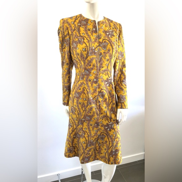 Beautiful Vintage 1980s 1990s David Hayes Floral Dress Front Zipper & Scarf - Picture 10 of 16